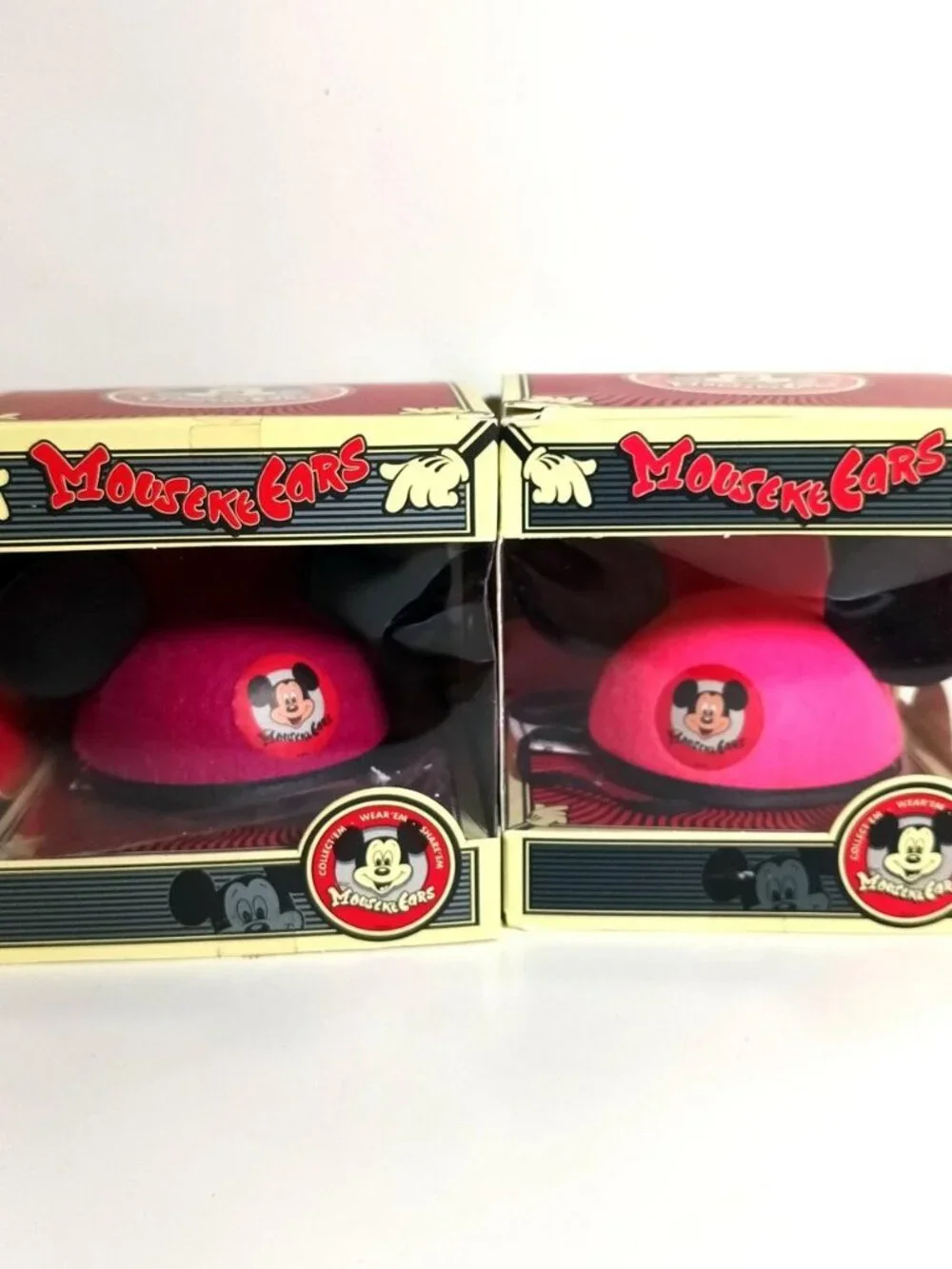 Vintage Mini Mickey Mouse Club Mouseketeer Ear Hat Boxed Lot of 2 Pink Magenta